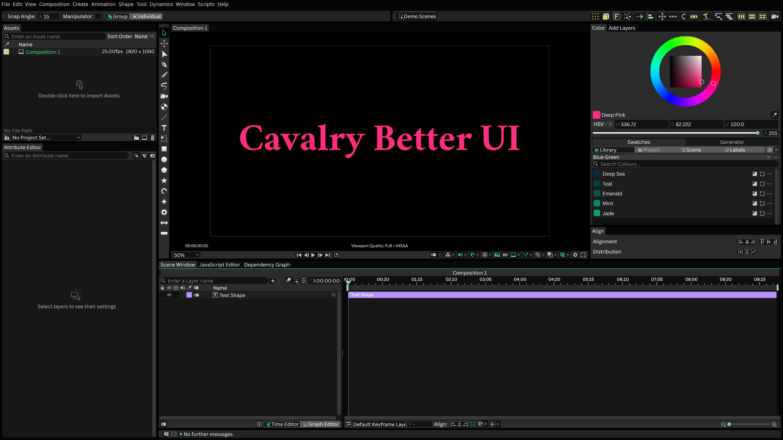 Cavalry with the darker theme and a larger UI scale
